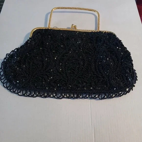 Richere Vintage Women's Black Beaded Evening Bag - Picture 4 of 7